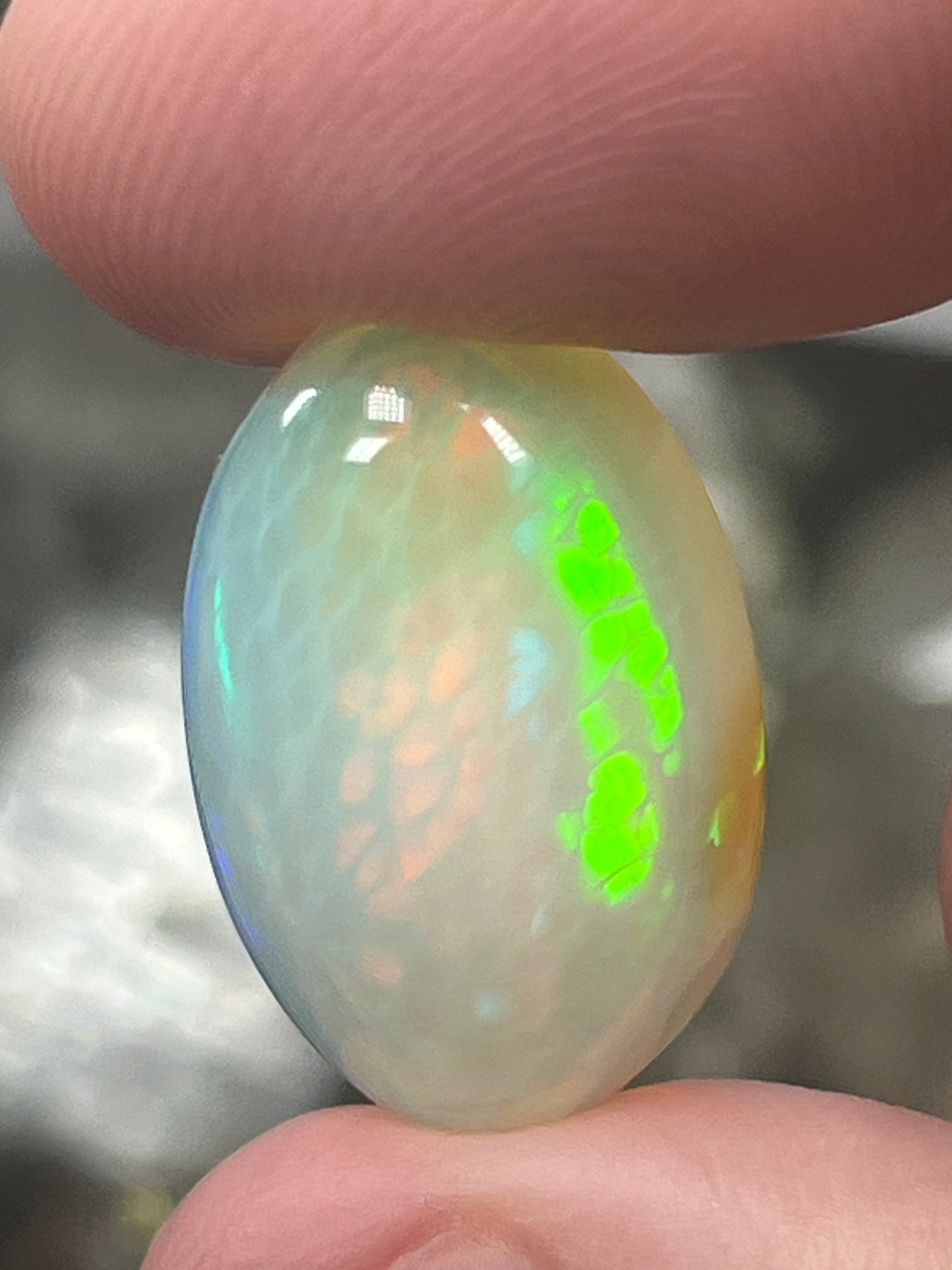 12.63 Ct Natural Oval Honeycomb Ethiopian Cabochon Opal.