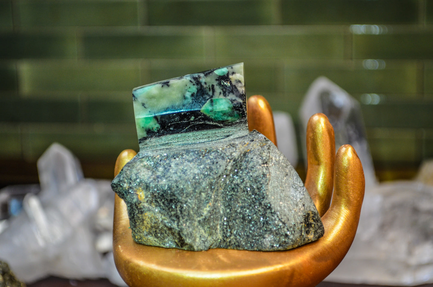 Polished Colombian Emerald on Matrix