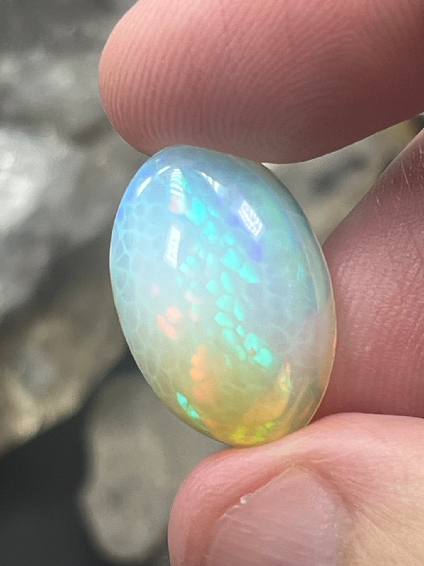 12.63 Ct Natural Oval Honeycomb Ethiopian Cabochon Opal.