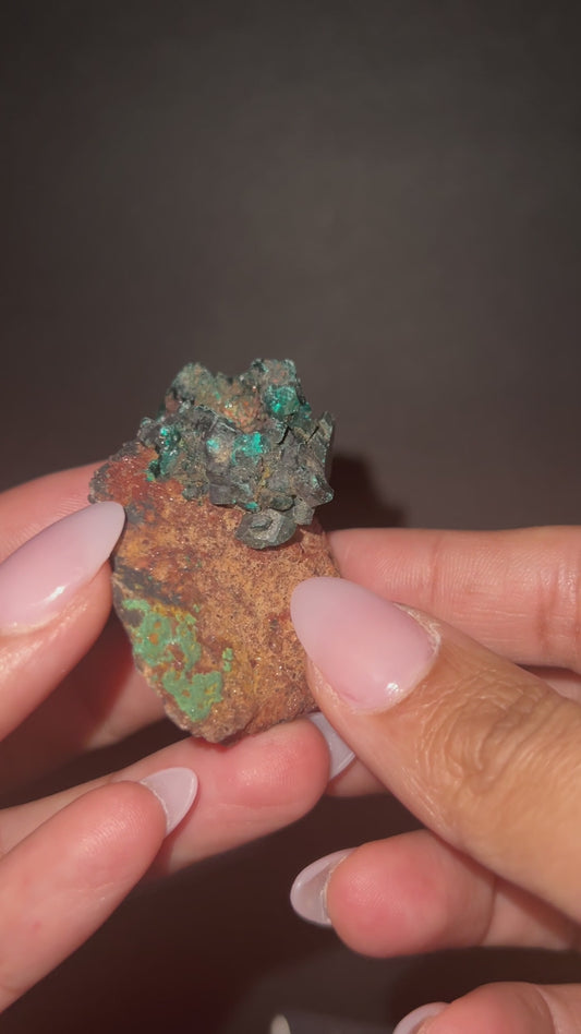 Crowned Ember Dioptase on Matrix | 45g | Congo